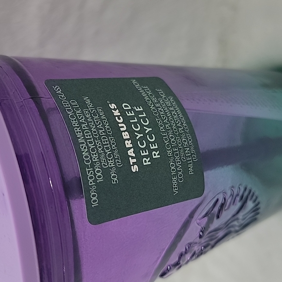 Starbucks Purple & Teal Recycled Glass 16oz Tumbler - Picture 2 of 6